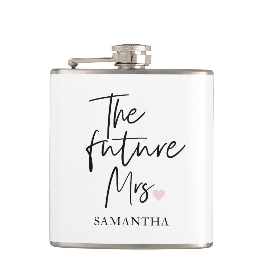 ザ・フューチャー ミセスとアナタの名前 | モダン ビューティー ギフト フラスク (正面)