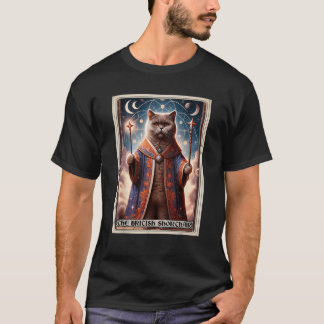 ザ・ブリティッシュ・ショートヘアの猫タロットカード男性へ猫 Tシャツ
