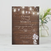 ザ・ベアフット・ブライド™ ラスティック メイソンジャー ストリング ライト 招待状 (スタンド正面)