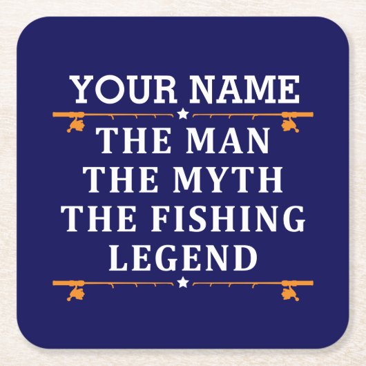 ザ・マパーソナライズされたン・ザ・マイス・ザ・魚釣り・レジェンド スクエアペーパーコースター (正面)