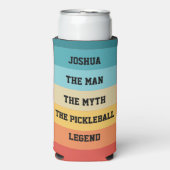 ザ・マン、神話、ピックボール伝説のパーソナライズされた文字 スリム缶クーラー (Seltzer正面)