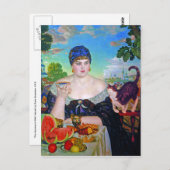 ザ・マーチャントの妻と猫byボリス・クストディエフ ポストカード (正面/裏面)