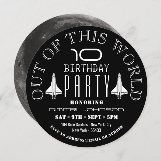 ザ・ムーン宇宙シャトルバースデーパーティー 招待状 (正面/裏面)
