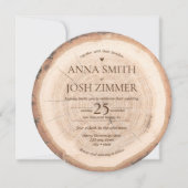 ザ・ラスティック　ウッド　ツリー　スタンプ　バーンワゴン　オールインワンＱＲウェディング 招待状 (正面)