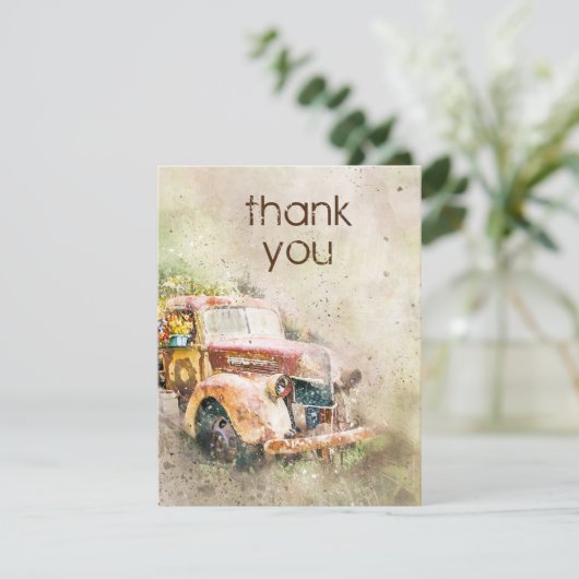 ザ・ラスティック ヴィンテージ トラック ウェディング フォト サンクス 招待状 (スタンド正面)