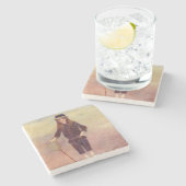 ザ・リトル・フィッシュエルガール(Pierre-威厳があるルノアール著) ストーンコースター (横)