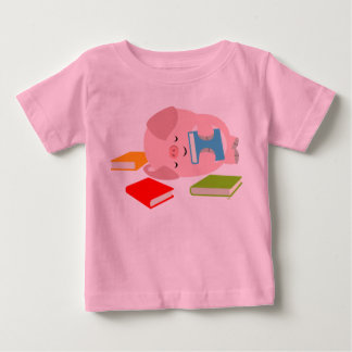 ザ・リトル・ブック・ラバー（漫画の豚）ベビーTシャツ ベビーTシャツ