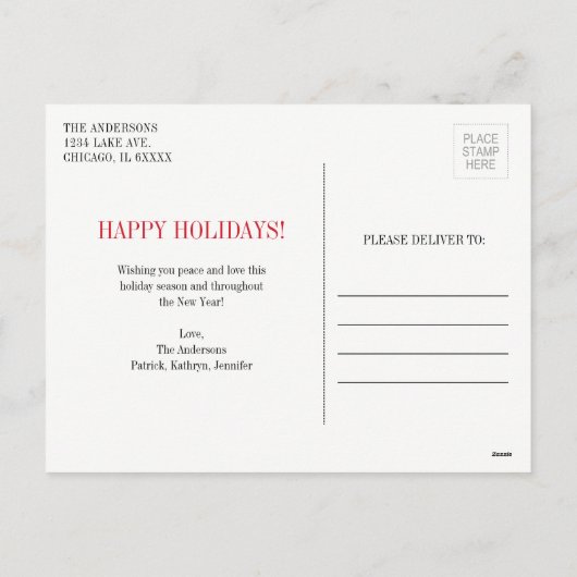 ザ・レッドホリディクリスマスドアの写真はがき シーズンポストカード (裏面)