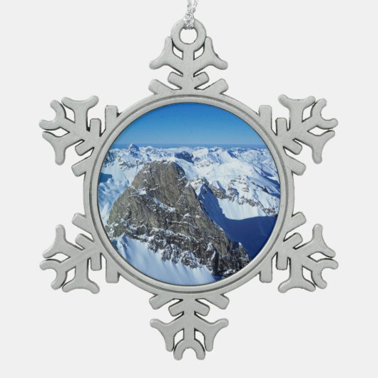 ザ・ログスピッツェSt Antonホリデーカードポスターフォト スノーフレークピューターオーナメント (正面)