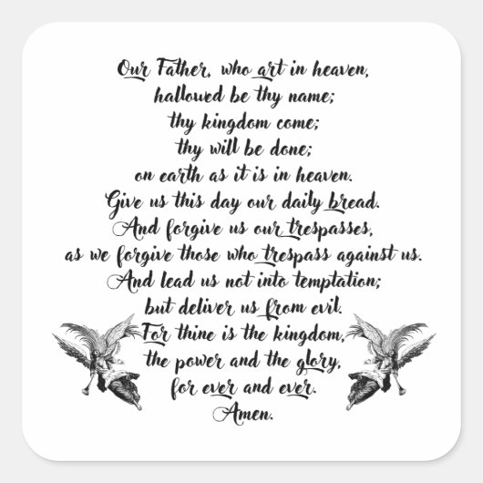 ザ・ローズズ祈りの言葉私たちの父バイブル宗教引用文 スクエアシール (正面)