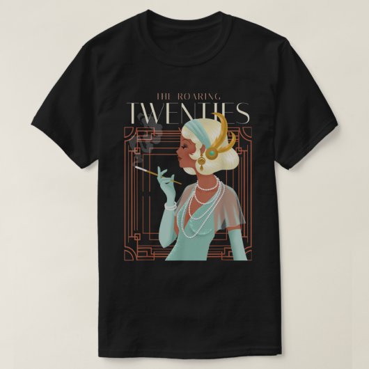 ザ・ローリング20年代1920年代の喫煙フラッパー・ガール Tシャツ (デザイン正面)