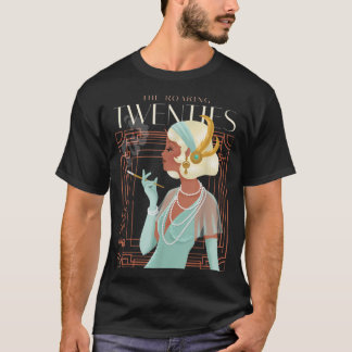 ザ・ローリング20年代1920年代の喫煙フラッパー・ガール Tシャツ