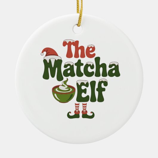 ザ・抹茶小妖精や小人マジカルクリスマスドリンク セラミックオーナメント (正面)