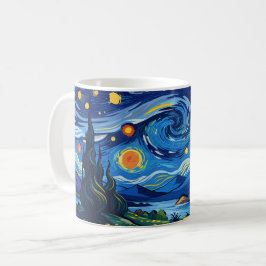 ザ・星空の夜の穏やかな海 コーヒーマグカップ