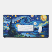ザ・星空の夜の穏やかな海 デスクマット (キーボード&マウス)