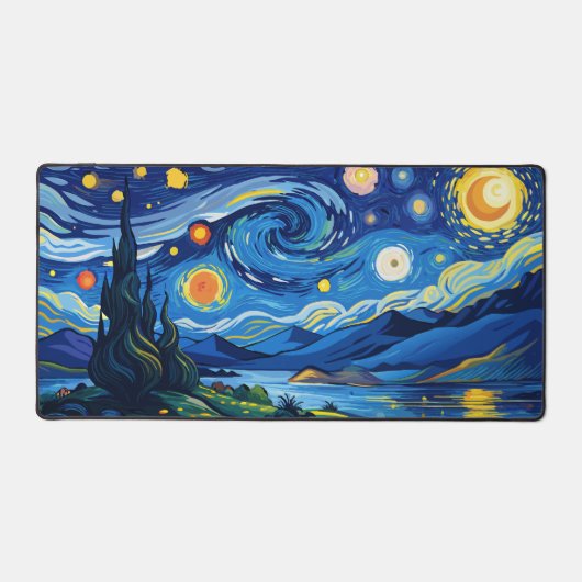 ザ・星空の夜の穏やかな海 デスクマット (正面)