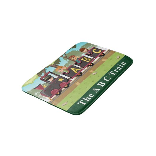 ザA B C列車グリーンイエローブラウンの車輪 バスマット (アングル)