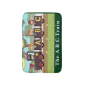 ザA B C列車グリーンイエローブラウンの車輪 バスマット (正面縦)