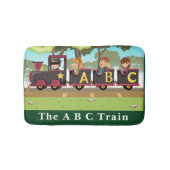 ザA B C列車グリーンイエローブラウンの車輪 バスマット (正面)