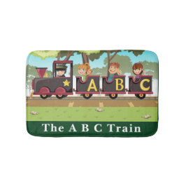 ザA B C列車グリーンイエローブラウンの車輪 バスマット