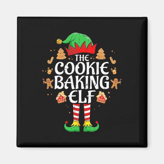 ザCookieベーキング小妖精や小人クリスマスマッチクリスマスファミリー マグネット (正面)