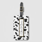 ザMIAブラック&ホワイト牛のプリントラゲージタグ ラゲッジタグ (正面縦)
