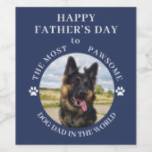 ザMost Pawsome犬のパパ写真ブルー ワインラベル (シングルラベル)