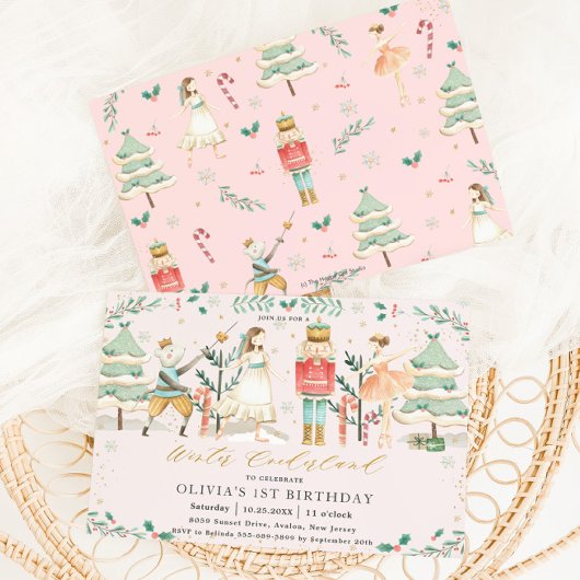 ザNutcracker Winter Onederland 1st Birthday Inv 招待状
