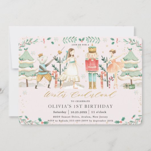 ザNutcracker Winter Onederland 1st Birthday Inv 招待状 (正面)
