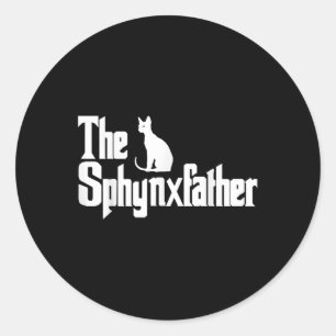 ザSphynxfather猫おもしろいパパシャツメンズスフィンクス ラウンドシール