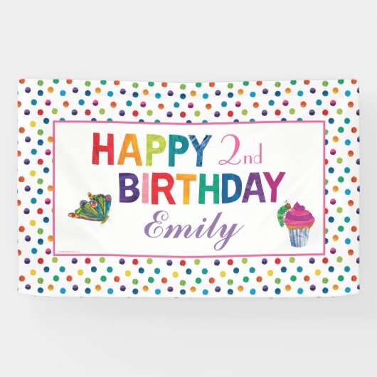 ザvery空腹のキャタピラーバタフライ誕生日バン 横断幕 (横)