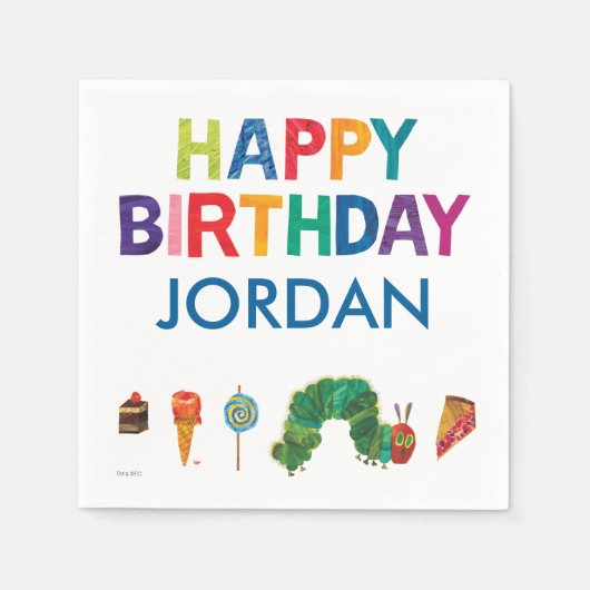 ザvery空腹キャタピラー誕生日 スタンダードカクテルナプキン (正面)