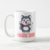 . .シおもしろいベリアン・ハスキー・トラーブを愛するカラオケ贈り物犬 コーヒーマグカップ (左)