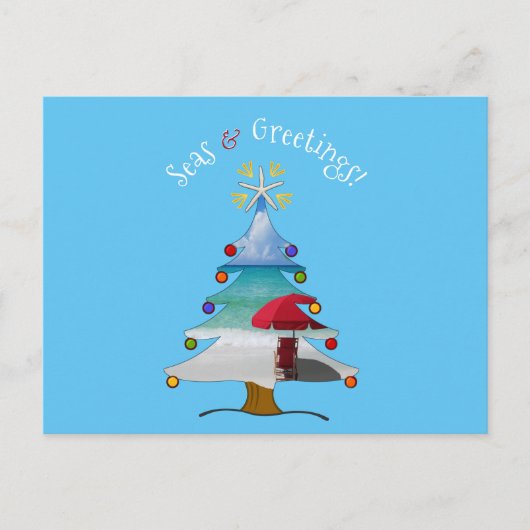 シおもしろいーズ&グリーティングフォトビーチクリスマス シーズンポストカード (正面)