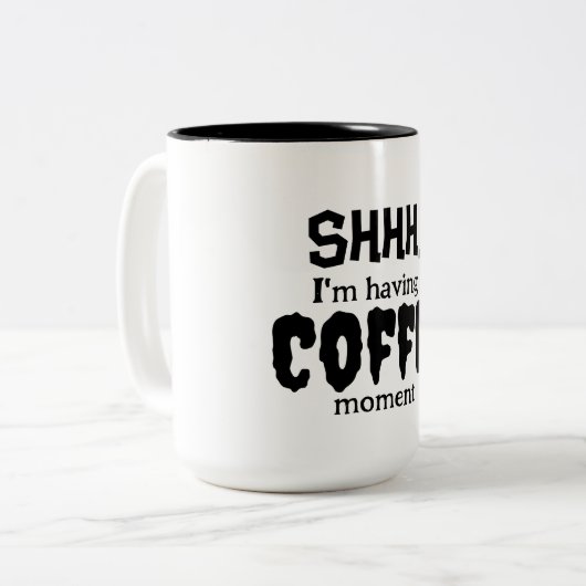 シおもしろいー…コーヒーモーメント引用文 ツートーンマグカップ (正面左)