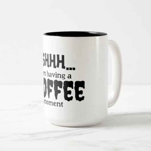 シおもしろいー…コーヒーモーメント引用文 ツートーンマグカップ (正面右)