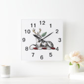 シアスタッグウィズファーン紋章 スクエア壁時計 (ホーム)