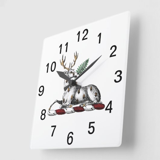 シアスタッグウィズファーン紋章 スクエア壁時計 (傾斜)