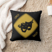 シアターハッピーサッドギリシャマスク金ゴールド装飾用クッション クッション (ブランケット)