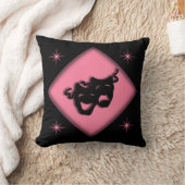 シアターハッピー悲しいギリシャのマスクピンク装飾用クッション クッション (ブランケット)