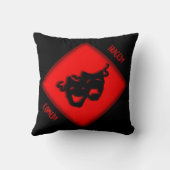 シアターハッピー悲しいギリシャのマスクレッド装飾用クッション クッション (裏面)