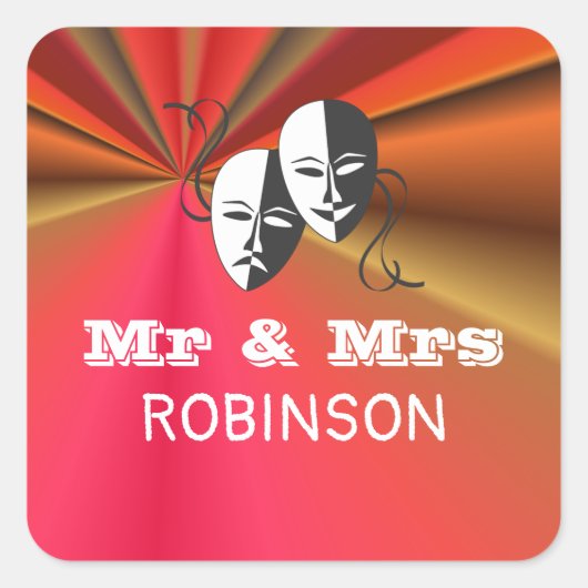 シアタープレイビルショーチケットテーマ結婚ズ スクエアシール (正面)