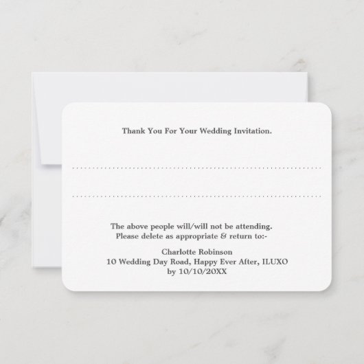 シアタープレイビルショーチケットテーマ結婚ズ 出欠カード (裏面)