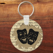 シアターマスクとアンティーク音楽キーチェーン キーホルダー (正面)