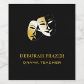 シアターマスクのシルエット黒 ワインラベル (シングルラベル)