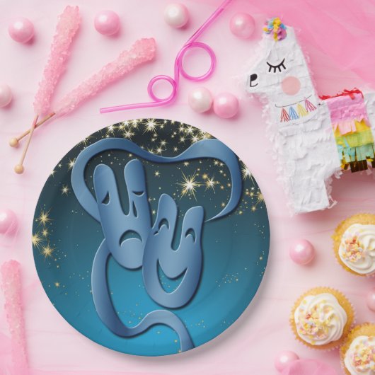 シアターマスクコメディ悲劇スターパーティープレート ペーパープレート (パーティー)