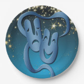 シアターマスクコメディ悲劇スターパーティープレート ペーパープレート (正面)