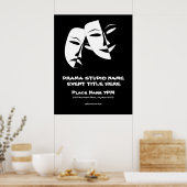 シアターマスクコメディ悲劇白黒イベント ポスター (キッチン)