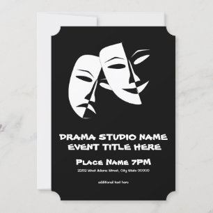 シアターマスクコメディ悲劇白黒イベント 招待状
