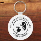 シアターマスクコメディ悲劇白黒カスタム2 キーホルダー (正面)